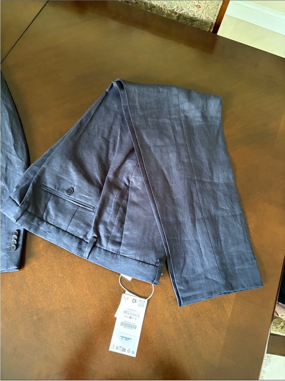 BRAND NEW! Zara Men's Navy Blue Linen-Blend Dress Shorts size 32